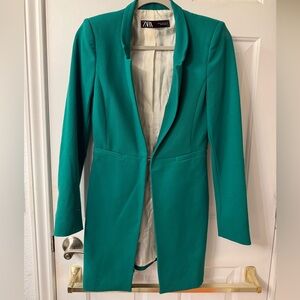 Zara Women's Kelly Green Long Blazer